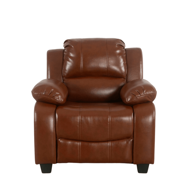 Brown leather recliner chair on a white background