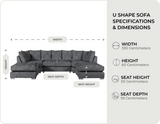 Westminster Coal Alaska Fabric U Shape High Back Corner Sofa