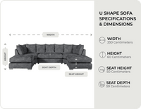 Westminster Coal Alaska Fabric U Shape High Back Corner Sofa