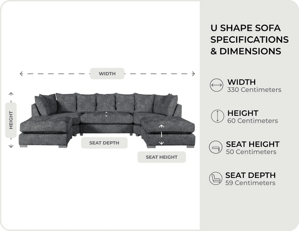Westminster Coal Alaska Fabric U Shape High Back Corner Sofa