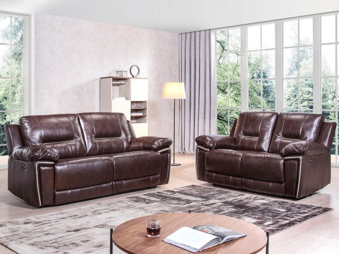 Henry Brown Cream Leather Electric, Cream Or Brown Leather Sofa