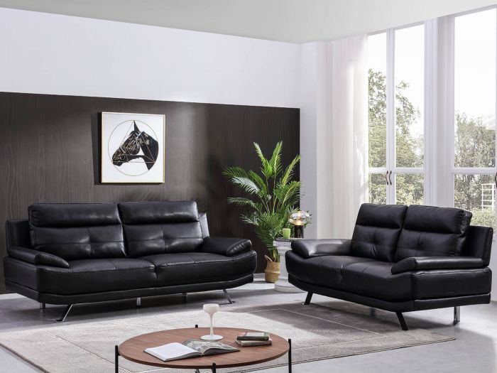 Islington Black Leather Sofa - Leather | SofaDirect