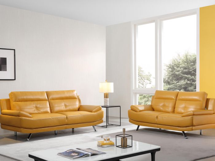 Islington Mustard Leather Sofa, Yellow Leather Sofa Bed