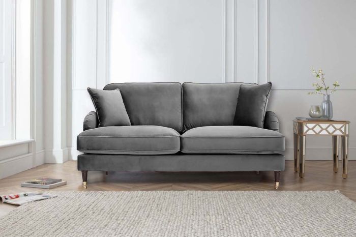Rupert Grey Velvet Fabric Sofa, Charcoal Velvet Sofa Uk