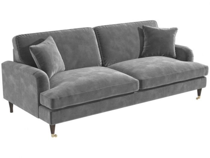 Rupert Grey Velvet Fabric Sofa, Grey Velvet Sofa Bed Uk