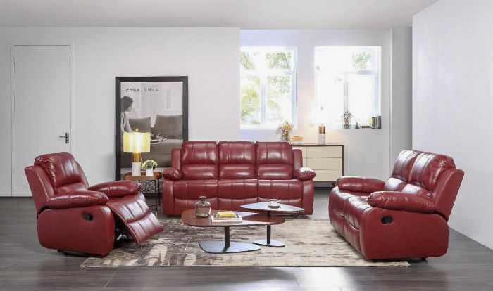 Valencia Wine Genuine Leather Recliner, Leather Reclining Sofa And Loveseat