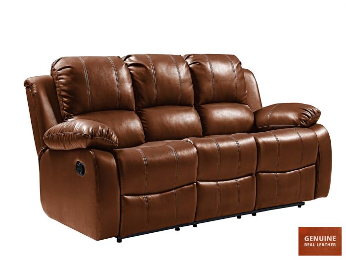 Valencia Tan Genuine Leather Recliner, Genuine Leather Sectionals With Recliners