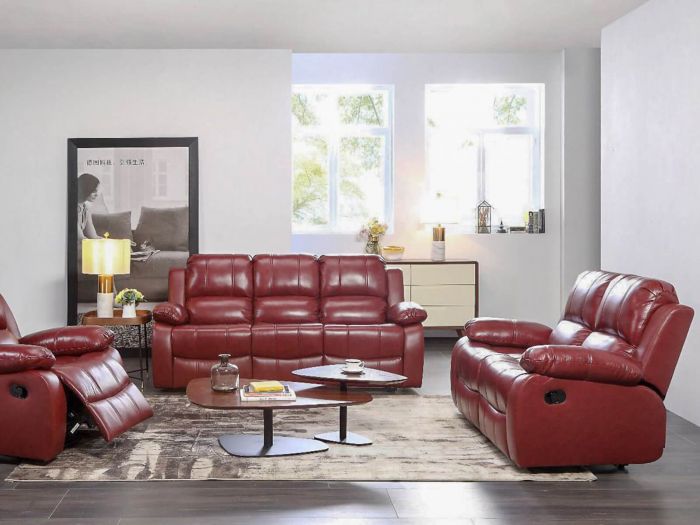 Valencia Wine Genuine Leather Recliner, Red Leather Couch Recliner